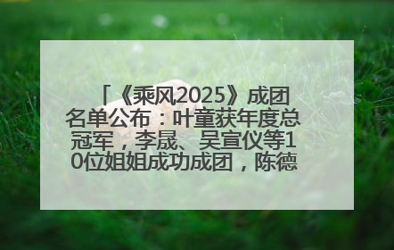 《乘风2025》成团名单公布：叶童获年度总冠军，李晟、吴宣仪等10位姐姐成功成团，陈德容获年度高光人物