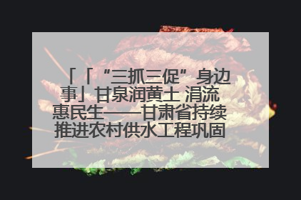 「“三抓三促”身边事」甘泉润黄土 涓流惠民生——甘肃省持续推进农村供水工程巩固提升项目建设