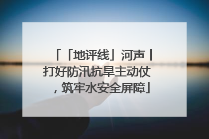 「地评线」河声丨打好防汛抗旱主动仗，筑牢水安全屏障