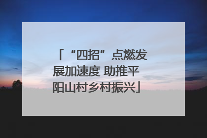 “四招”点燃发展加速度 助推平阳山村乡村振兴