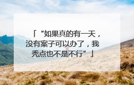 “如果真的有一天，没有案子可以办了，我秃点也不是不行”