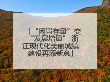 “闲置存量”变“发展增量” 浙江现代化美丽城镇建设再添新意