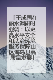 王成国在丽水调研时强调：以更高水平安全和法治环境服务保障山区海岛县高质量发展