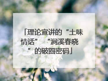 理论宣讲的“土味情话” “涧溪春晓”的破圈密码