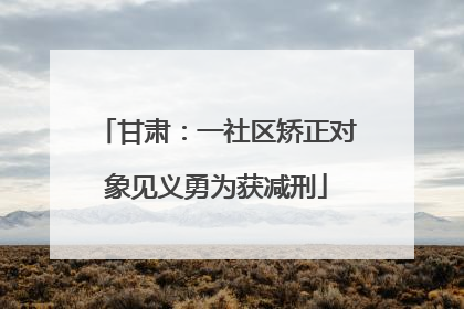 甘肃：一社区矫正对象见义勇为获减刑