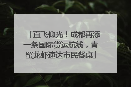 直飞仰光！成都再添一条国际货运航线，青蟹龙虾速达市民餐桌