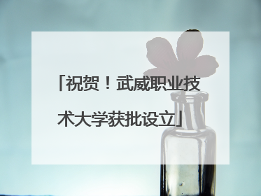 祝贺！武威职业技术大学获批设立