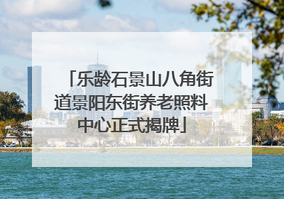 乐龄石景山八角街道景阳东街养老照料中心正式揭牌