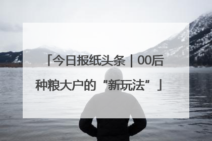 今日报纸头条｜00后种粮大户的“新玩法”