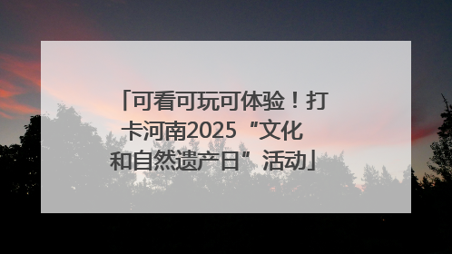 可看可玩可体验！打卡河南2025“文化和自然遗产日”活动