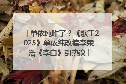单依纯咋了？《歌手2025》单依纯改编李荣浩《李白》引热议