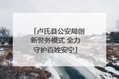 卢氏县公安局创新警务模式 全力守护百姓安宁