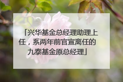 兴华基金总经理助理上任，系两年前官宣离任的九泰基金原总经理