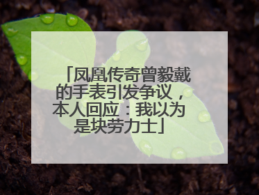 凤凰传奇曾毅戴的手表引发争议，本人回应：我以为是块劳力士