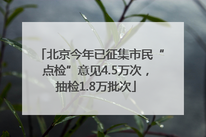 北京今年已征集市民“点检”意见4.5万次，抽检1.8万批次