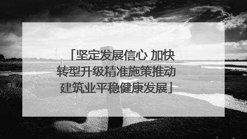 坚定发展信心 加快转型升级精准施策推动建筑业平稳健康发展