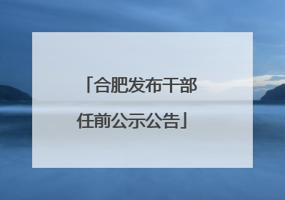 合肥发布干部任前公示公告