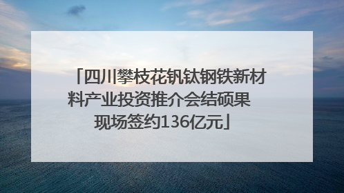四川攀枝花钒钛钢铁新材料产业投资推介会结硕果 现场签约136亿元