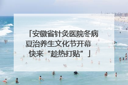 安徽省针灸医院冬病夏治养生文化节开幕 快来“趁热打贴”