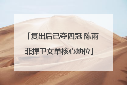 复出后已夺四冠 陈雨菲捍卫女单核心地位
