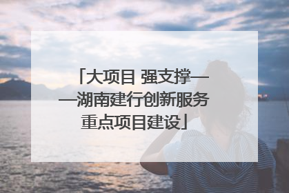 大项目 强支撑——湖南建行创新服务重点项目建设
