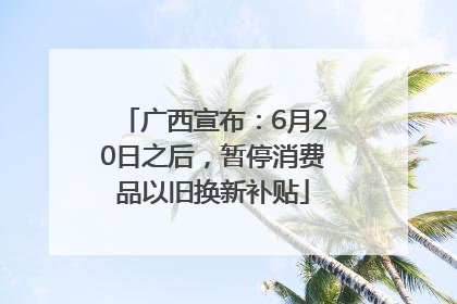 广西宣布：6月20日之后，暂停消费品以旧换新补贴