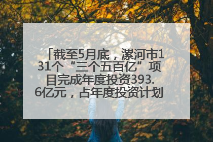 截至5月底，漯河市131个“三个五百亿”项目完成年度投资393.6亿元，占年度投资计划的50.41%——“三个五百亿”项目带动产业提质升级