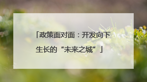 政策面对面：开发向下生长的“未来之城”