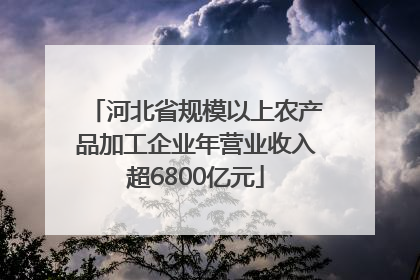 河北省规模以上农产品加工企业年营业收入超6800亿元