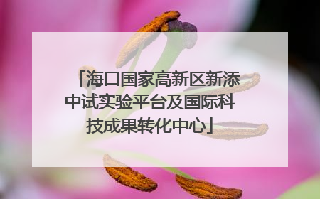 海口国家高新区新添中试实验平台及国际科技成果转化中心