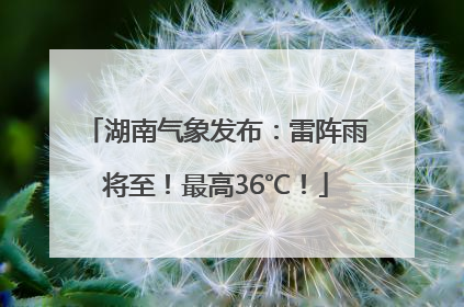 湖南气象发布：雷阵雨将至！最高36℃！