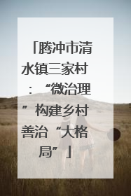 腾冲市清水镇三家村：“微治理”构建乡村善治“大格局”