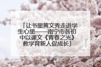 让书里黄文秀走进学生心里——南宁市各初中以课文《青春之光》教学育新人促成长