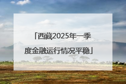 西藏2025年一季度金融运行情况平稳