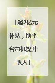 超2亿元补贴，助平台司机提升收入