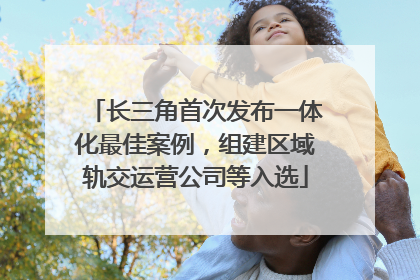 长三角首次发布一体化最佳案例，组建区域轨交运营公司等入选