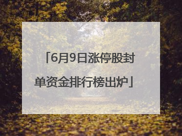 6月9日涨停股封单资金排行榜出炉